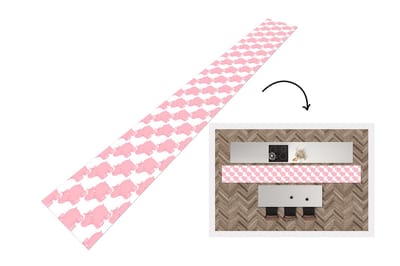 Keukenloper - Keukenmat - Nijlpaard - Roze - Meisje - Kind - Patronen - 400x50 cm - Keuken vloerkleed