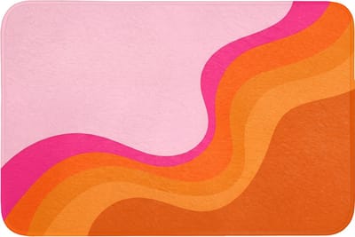 Badmat 90x60 cm - Antislip - Retro - Waves - Kleurrijk - Badmatten voor badkamer - Badkamermat - Douchemat - Badkamer mat