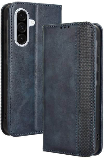Coverup Hoesje - Geschikt voor Samsung Galaxy A56 Hoesje - Coverup Vintage Style Book Case - Blauw