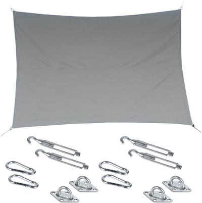 Premium kwaliteit schaduwdoek/zonnescherm Shae rechthoekig beige 2 x 3 meter - inclusief bevestiging haken set