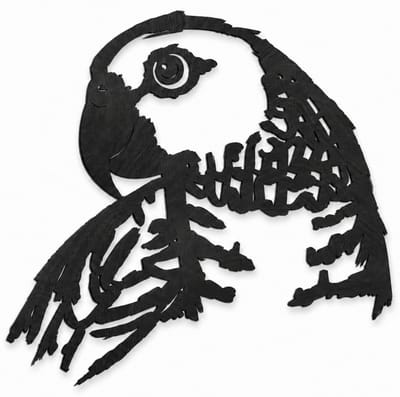 Houten wanddecoratie - Wooden wall decoration | Papegaai 43 x 45cm Parrot | Zwart - Black | Muurdecoratie - Wall art - Vogels - Birds - Design Wandfiguur - Echt Hout - Real Wood