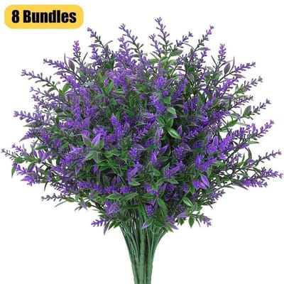 8 bundels kunstmatige lavendelbloemen buiten nepbloemen voor decoratiebestendig geen vervaging faux plastic planten tuinveranda raamdecoratie 8 Bundles black