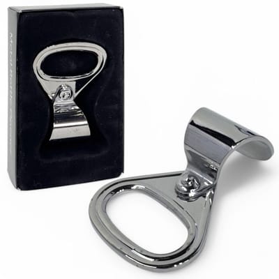Dailygoods- Flesopener met magneetfunctie - Ring-pull-design - Hoogwaardig metaal - Chroomglanzend - Compact 7 x 5 x 2 cm - Stijlvol en duurzaam - Flessenopener