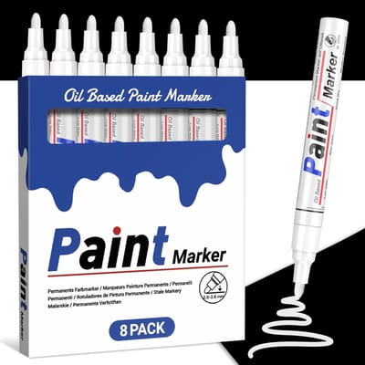 SnelShoppen - Permanente Markeerstift - 8 Witte Waterdichte Verfmarkers - Sneldrogend & Watervast - Perfect voor Stenen, Karton, Glas, Hout, Metaal, K