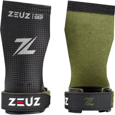 ZEUZ Fingerless Grips voor Fitness, CrossFit, Turnen & Gymnastics – Sport Handschoenen – Zwart – Eagle Carbon - Maat XL