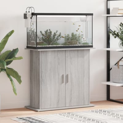 vidaXL - Aquariumstandaard - 81x36x73 - cm - bewerkt - hout - grijs - sonoma - eiken