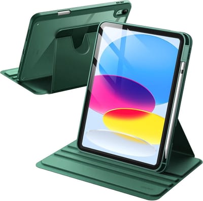 Sounix Tablet Hoes Geschikt voor Apple iPad 11 (2025) A16/iPad 10.9 Inch 10e generatie (2022) - 360° draaibaar Hoesje - Bookcase met Pencilhouder - Donkergroen