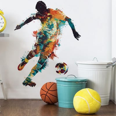 Dailygoods- Muursticker Voetballer - Wanddecoratie Jongenskamer - Sport Muurdecoratie - Peel en Stick Sticker - Verwijderbaar Vinyl - Tieners Kamer Decor