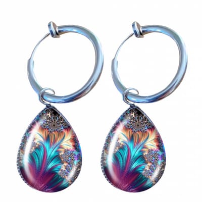Klem oorringen-Gekleurd-Ovaal-Cabochon-- geen gaatje-Charme Bijoux