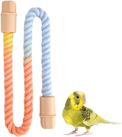 Vogel Touw Baars - Zitstok Speelgoed - Volière Inrichting - Kleurrijk Buigbaar Ontwerp - Tot 100cm Lengte - Gekleurd Verloop