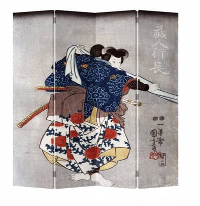 Fine Asianliving Japans Kamerscherm Oosters Scheidingswand B160xH180cm 4 Panelen Japanse Samurai