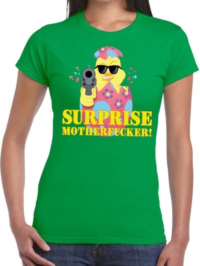Fout Paas t-shirt groen surprise motherfucker voor dames - Pasen shirt S