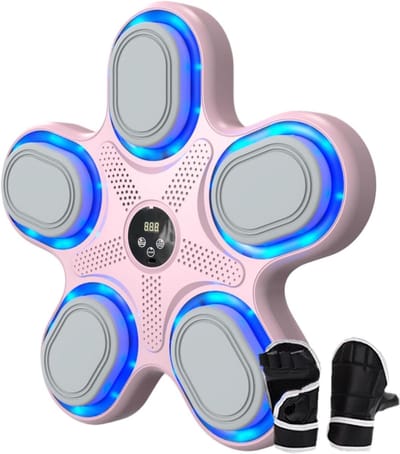 Muziek Boksmachine - Wand Bokstrainer - Thuis Sporten - Dynamische LED Verlichting - 37 x 35 x 5 cm - Roze