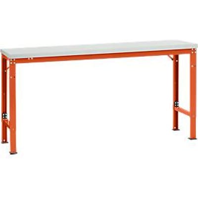 Manuflex basistafel UNIVERSAL Speciaal, 1750 x 800 mm, melamine lichtgrijs, roodoranje