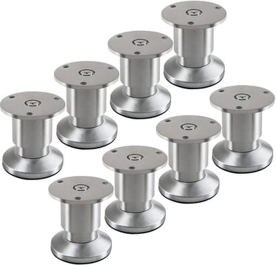 SOTECH 8 stuks meubelpoten TERRA hoogte 50 mm aluminium geborsteld hoogte verstelbaar tot max. 15 mm, belastbaar tot 250 kg / per voet