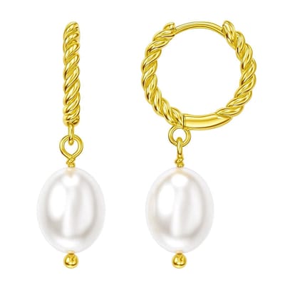 Goudkleurig parel oorbellen – klassiek ontwerp met elegante twist – echt zilver