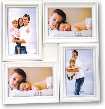ZEP - Kunststof Multi Fotolijst Malaga Wit voor 4 foto's 10x15 (afmeting 31x31 cm) - H032BW