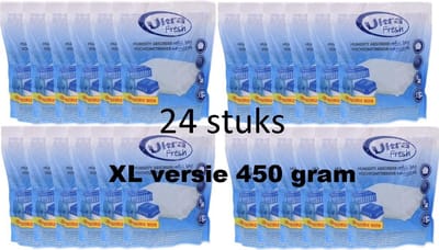 Ultra Fresh - Vochtvanger Navulling XL - Vochtontrekker navulzak - 24 x 450gr - Voordeelverpakking
