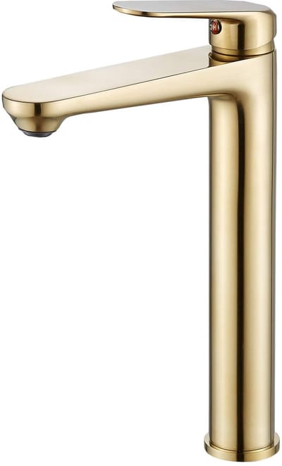 Dailygoods- Bassinmengkraan Hoog Model - Gouden Geborsteld Afwerking - Warm/Koud Water - Badkamerkraan - Hoogwaardige Messing - Eenvoudig te Installeren