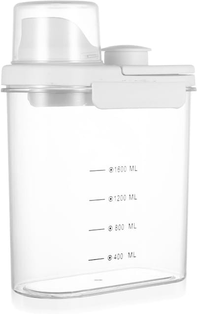 Famanu – Wasmiddelbox voor wasverzachter, 2000 ml luchtdichte wasmiddeldispenser met maatbeker