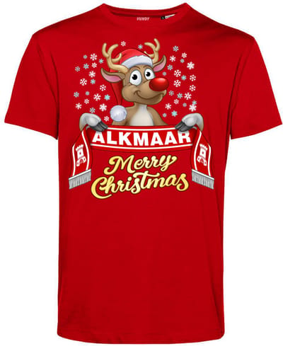 T-shirt Alkmaar | Foute Kersttrui Dames Heren | Kerstcadeau | AZ Alkmaar supporter | Rood | maat XS