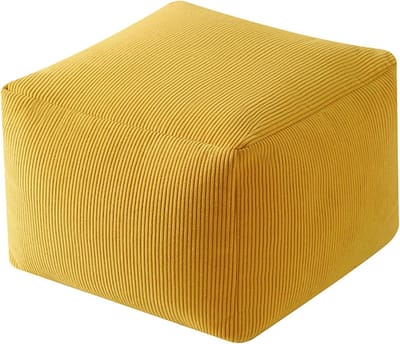 Corduroy Cube Pouf Voetenbank Zitkussen 40x40x30 cm – Moderne Vierkante Voetenbank voor Woonkamer en Slaapkamer – Afneembare Hoes met Rits – Lege Pouf voor Eigen Vulsel