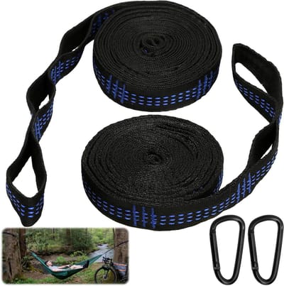 Hangmat Ophangset - Boomriemen Schommelbanden - Buiten Ontspannen - 18+1 Verstelbare Lussen - 2x 3m - Blauw