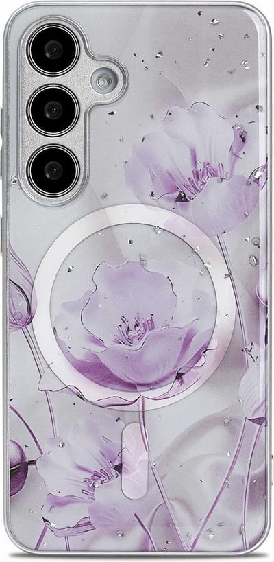 Casemania Hoesje Geschikt voor Samsung Galaxy S24 Plus Paars - Siliconen Marmer Back Cover - Geschikt voor MagSafe