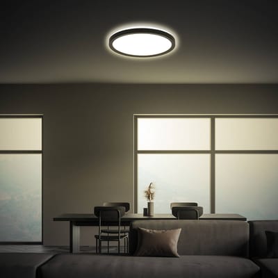 BRILONER Tava - LED Plafonniere - met achtergrondverlichting - 4.000 K - 16W - plat ontwerp - Ø24cm