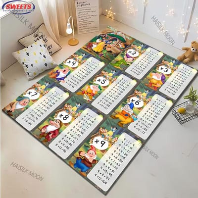 Tafel van Vermenigvuldiging Wiskunde Vloerkleden voor Woonkamer Slaapkamer Kinder Speelkamer Klaslokaal, Educatief Tapijt voor Kinderen, Cadeaus voor Kinderen 50x80cm (20x31in)