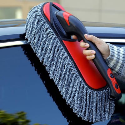 Auto Duster met Telescopische Steel - Verlengbare Stofborstel voor Auto en Huis - Zacht & Veilig voor Lak - Rood