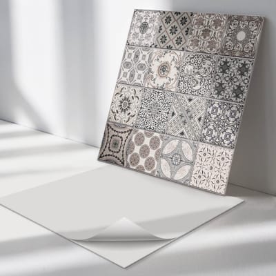 Wallfluent Vinyl Tegels - Vintage Stijl Patronen Vinyl Vloer Tegels - 30 cm x 30 cm - Zwart PVC Tegels - Verpakking van 9 stuks - Vierkant PVC Tegels - Texturen Plaktegels - Zelfklevende Vinyl Tegels - Plaktegels Keuken en Badkamer