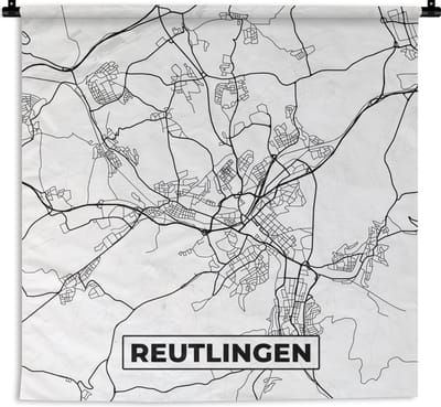 Wandkleed - Wanddoek - Kaart - Plattegrond - Stadskaart - Reuslingen - 180x180 cm - Wandtapijt