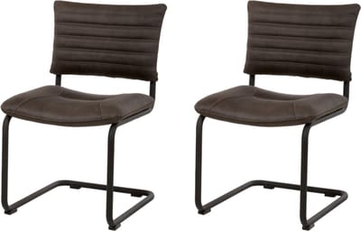 WAYS. – Klassieke eetkamerstoelen – Antraciet – Kunstleren design – Metalen poten – 2 stuks