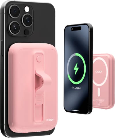 CHEROY ChargePack Mini - Draadloze PowerBank - 18W USB C Snellader - 5000 mAh - Geschikt voor MagSafe - Noodpakket - Roze