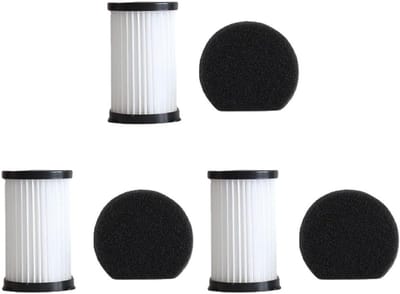 Verpakking van 6 stuks - 3 sets - Elke set bevat 1 filterpatroon en 1 filterwatten - Voor MOOSOO D600/D601 - Voor Akitas AK585K V8 stofzuiger -filter die wasbaar en herbruikbaar