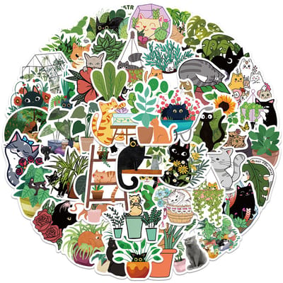 Stickers Katten en planten 50-pack