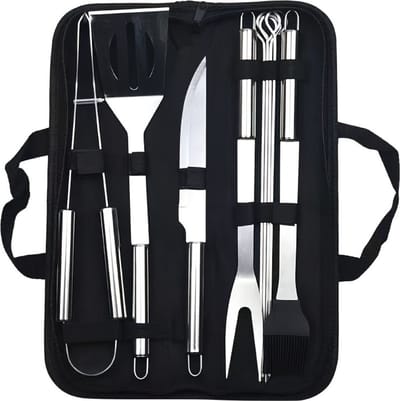 Livano Barbeque Set - Barbecueset - Barbecue - Barbecues - BBQ - Tangenset - Vleeset - Accessoires - Zomer - 9 stuks