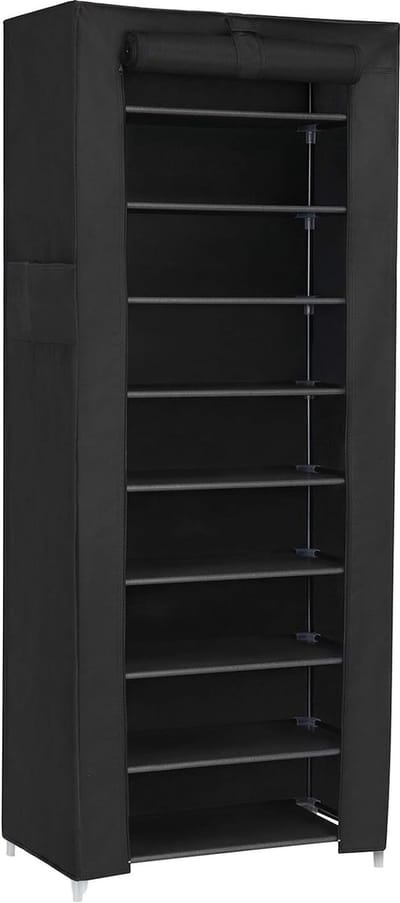 Schoenenrek met 10 niveaus schoenenkast schoenenrek 160 x 58 x 28 cm voor ca. 27 paar schoenen,Groot, zwart RXJ10H