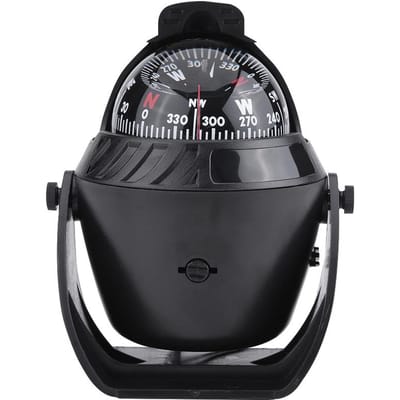 Boussole pivotante électronique de haute précision avec lumière LED pour voiture, bateau, navigation marine, noir noir
