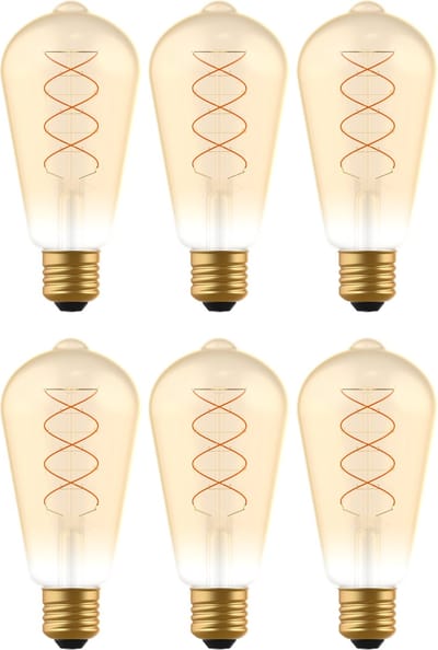LED E27 decoratieve Filament lamp - ⌀ 64 mm – Dimbaar – 6-pack ST64 led lampen