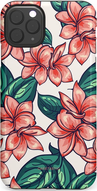 Casetastic hoesje geschikt voor Apple iPhone 11 Pro Max - Dubbellaagse bescherming - Bloemenparadijs - Fashion Case - Petrol Koraal Perzik Wit