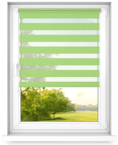 time4blinds dag en nacht dubbel rolgordijn mini - raamrolgordijn dag en nacht - rolgordijn zonder boren - zonwering - rolgordijnen voor slaapkamers - 400x1000mm – Lime – Linkszijdig