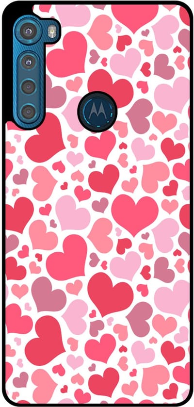 Smartphonica Telefoonhoesje Geschikt voor Motorola One Fusion Plus met Hartjes Print - Hearts Design TPU Backcover Case - Kinder Hoesje met Hartjes Design geschikt voor Motorola One Fushion Plus