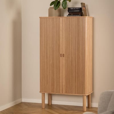 Wandkast Naturel - Schuifdeuren - 80x40x145cm - Rustam - Giga Living