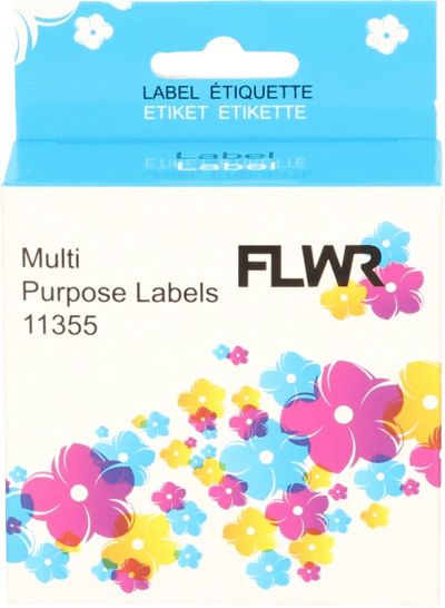 FLWR - Printetiket / 11355 / Wit - geschikt voor Dymo