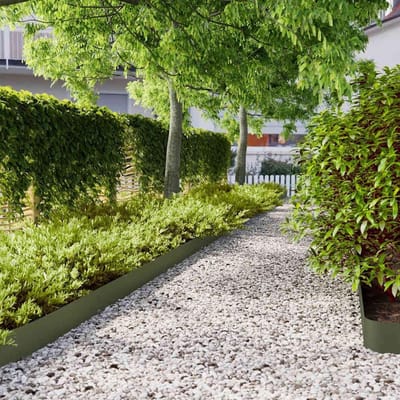 Tuinranden Staal - Gazonafscheiding Bedrand - Tuin Afscheiden - Intelligent Insteeksysteem - 10 stuks 15x103cm - Olijfgroen