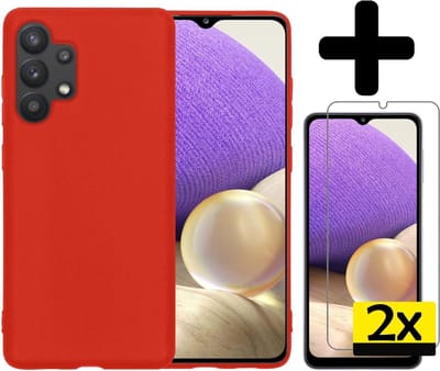 Hoesje - Met 2x Screenprotector - Geschikt voor Samsung Galaxy A32 5G - Sterk & Shockproof - Back Cover - Siliconen Case - Telefoon Hoes - Telefoonhoesjes - Rood