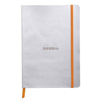 Rhodia Softcover Notitieboek – A5 – 80 Bladen – Gelijnd – Ivoorkleurig Papier 90 g/m² – Met Elastieksluiting - Zilver