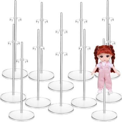 12-delige verstelbare popstandaard set voor tentoonstellingen - Transparante mini popsteunen en actiefiguur houders